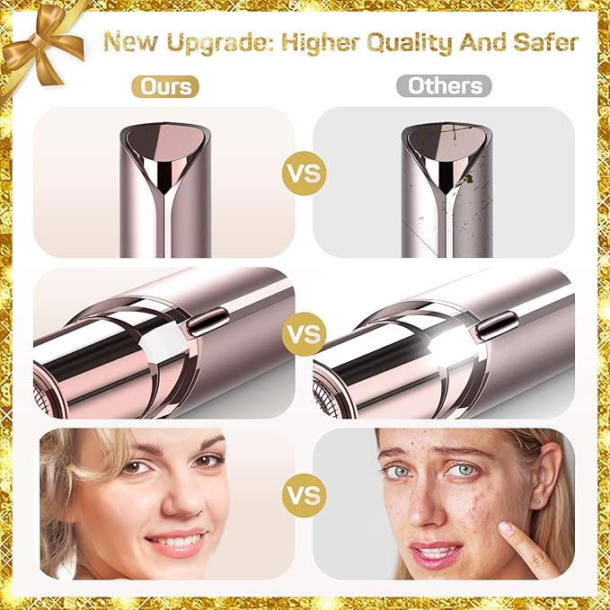 Facial Hair Remover for Women, Painless Hair Removal Device(with 2 x Replacement Heads) -Best Touch Face Shaver for Mother/Wife/Girlfriend, Electric Razors for Upper Lip, Chin