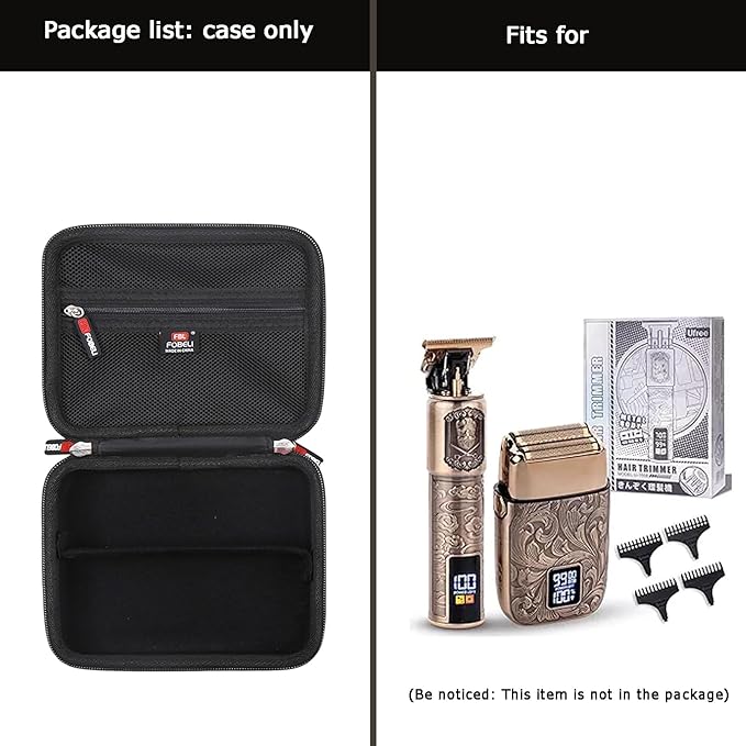 FBLFOBELI Hard Storage Case for Ufree/for Hatteker/for Brightup FK-8788T/ for Wahl 9916-817V Electric Razor Foil Shavers, Hair Beard Trimmer Grooming Shaving Kit Holder (PU Black)