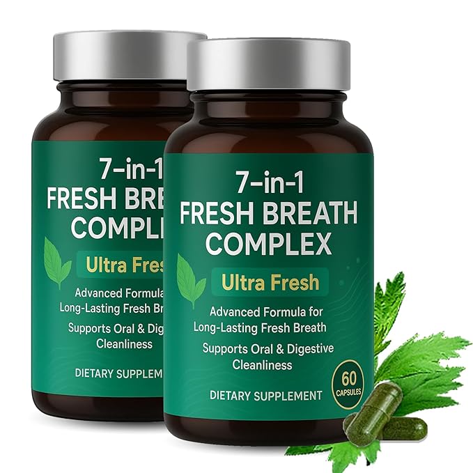Fresh Breath Capsules, Breath Freshener 7 in 1 Powerful Solution With Chlorophyllin, Mint Extract, Magnesium Citrate & Probiotic Blend, Eliminate Bad Breath From The Inside Out (2)
