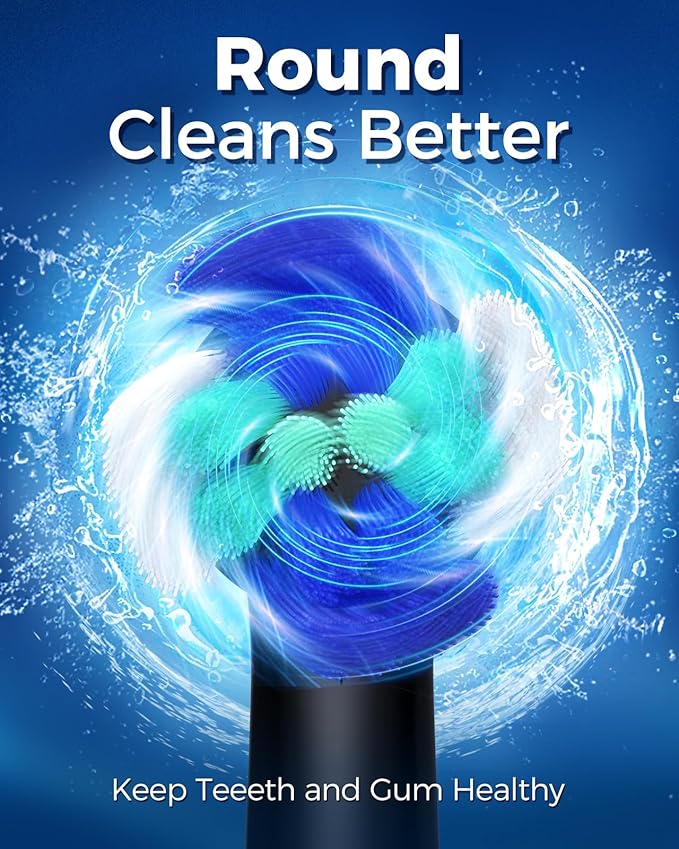 TEETHEORY Rotating Electric Toothbrush for Adults with 8 Brush Heads (2 Types), 4 Modes Deep Clean Electric Toothbrush with Rechargeable Power and 2 Min Smart Timer (1- Black, with travelcase)