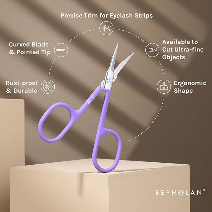 BEPHOLAN care false eyelash scissors, professional stainless steel small scissors, suitable for both men and women, scissors for trimming nose hair, beard, eyelashes, and ear hair.