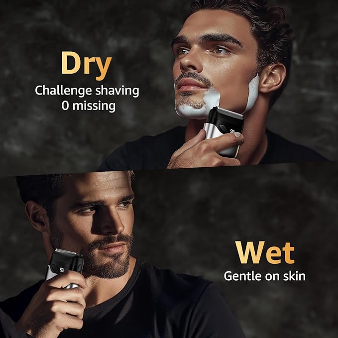 Mini Electric Razor for Men:Foil Shavers for Men, IPX7 Waterproof Cordless Razor with LED Display & Fast Charge - End High - Micro-Comb Technology & Precision Blades