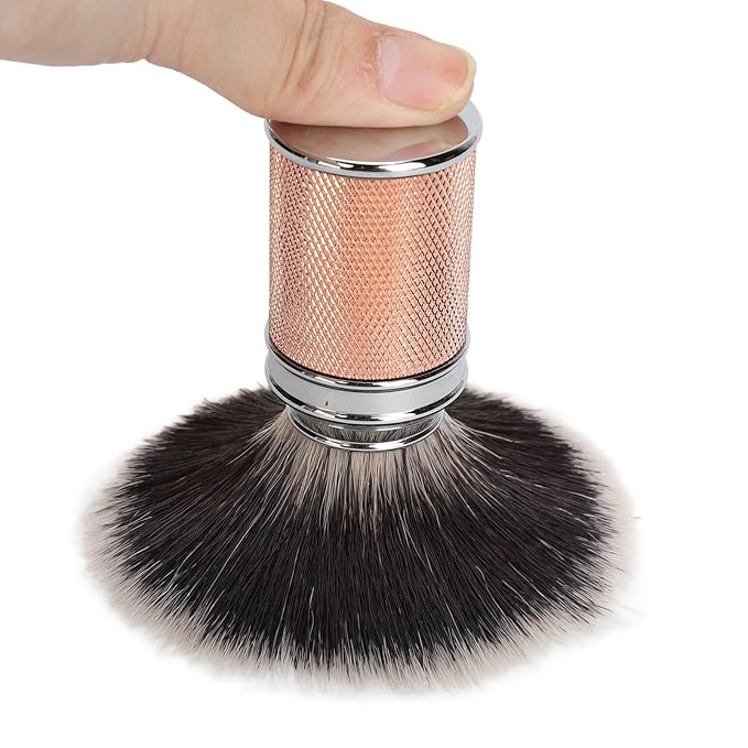 Shaving Brush Set for Men, Nylon Hair Salon Shave Brush, Shaving Brush for Safety Double Straight or Shaving (Rose Gold)