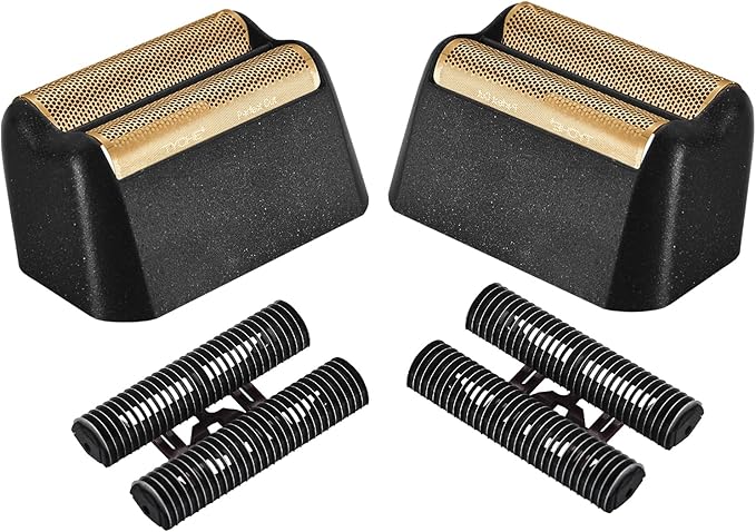2 pcs Professional 5 Star Series Finale Shaver Shaper Replacement Super Close Gold Foil and Cutter Bar Assembly, Compatible with Wahl Shaver Foil Model 7043-100,Shaving for Barbers and Stylists