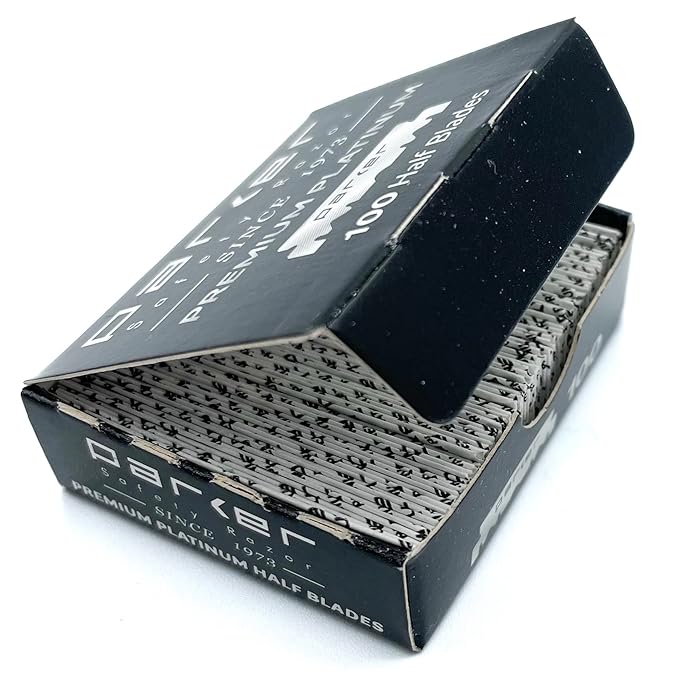 Parker Safety Razor, Premium Platinum Single Edge Razor Blades, 100 Count - For Professional Barber, Shavette and Disposable Blade Straight Razors