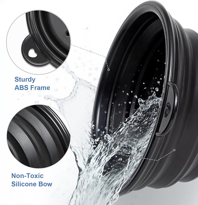 2-Pack Foldable Shaving Soap Bowl, Portable, Easy-to-Carry Shaving Soap Cup for Wet Shave, Travel Shaving Lather Bowl/Shaving Mug Compatible with Shave Cream & Soap for Men (Black& Blue)