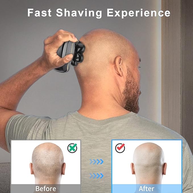 Magnetic Head Shaver Replacement Heads 7 Double Ring Waterproof Rotary Razor Blades for Bald Men Compatible with freebird wyklaus shpavver & Other Brands(black9)