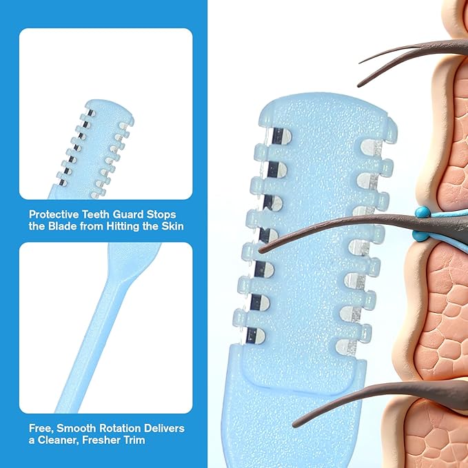 8 Pcs Nasal Hair Cutter 360° Rotating Nose Hairs Remover Tool Double Sided Nose Hair Trimmer Portable 2-in-1 Nasal Cutter Sticks Noses Knife with Soft Cleaning Brush for Home Travel Essentials