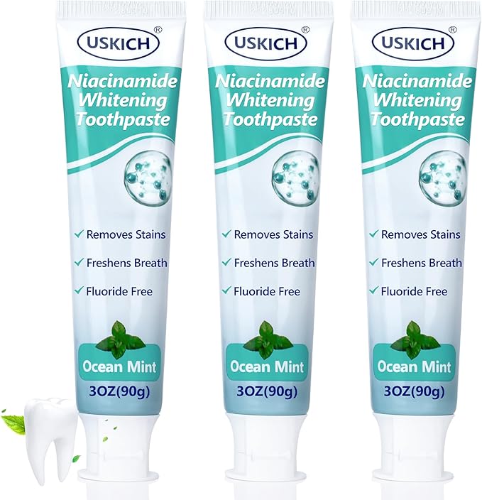 3 Pack Niacinamide Whitening Toothpaste,Natural Whitening Fluoride Toothpaste, Nicotinamide White Toothpastes with Ocean Mint,Deep Cleaning Care,3 Oz Tubes