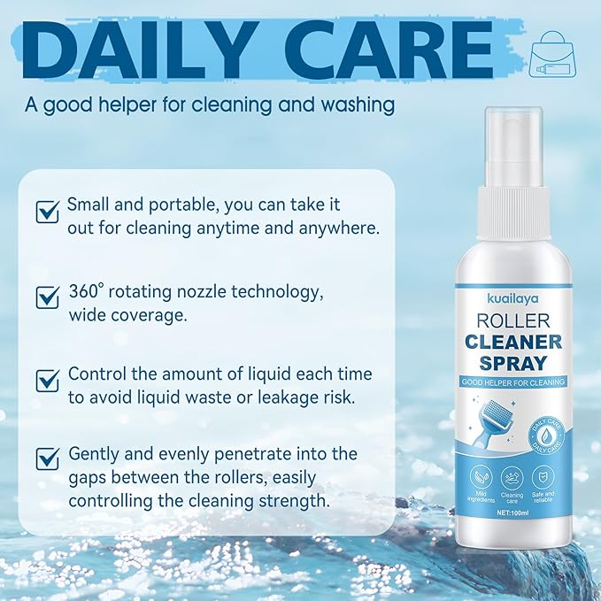 Roller Cleaner, Roller Cleaner Spray High-Efficiency Cleaning Gentle Care Multi-angle Spraying Protecting Precision Needles Extend The Lifespan of Roller Instruments, 100ml