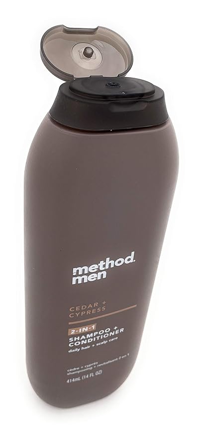 Men’s 2-in-1 Shampoo + Conditioner Bundle - Method Men Cedar + Cypress 14 Fl Oz and Travel Size 3.4 Fl Oz Bottles (2 Items)