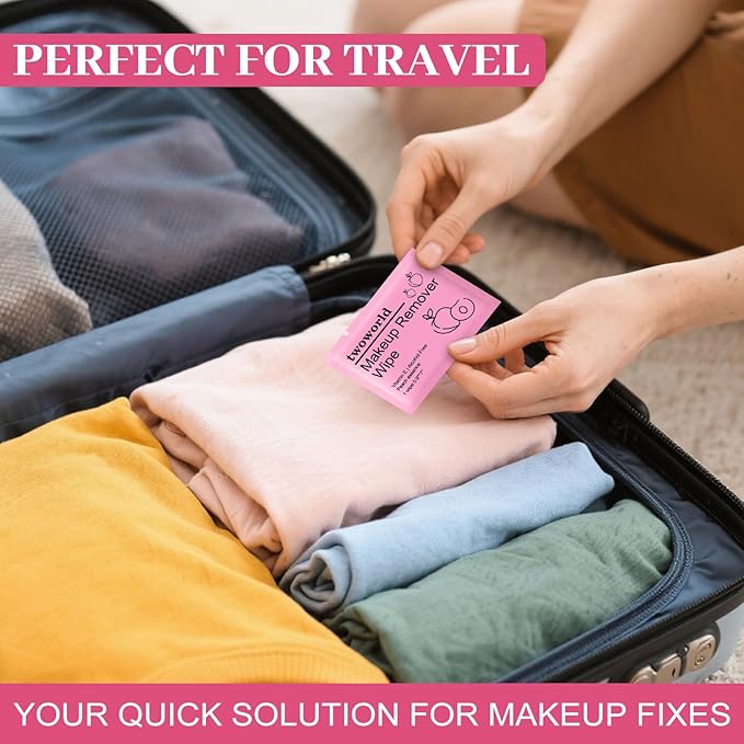 Makeup Remover Wipes Bulk Individually Wrapped,Travel Makeup Wipes Gentle for Face Cleansing Mascara Lipstick Travel Hotel（honey peach,pack of 100)