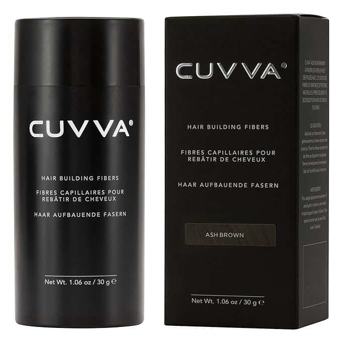 CUVVA Hair Building Fibers (30g) - Instantly Fill in Fine and Thinning Hair to Create a Thicker, Fuller Look - 13 Different Shades for Men & Women - Ash Brown