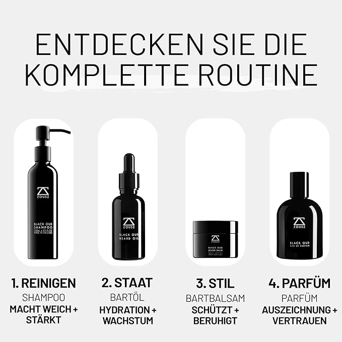ZOUSZ Black Oud Beard Oil for Men (Growth Enhancer) | Beard Care Essential - Beard Moisturiser/Beard Softener, Non-Greasy After Shaving Oil, Paraben-Free, 100mL Refill Pouch Gift for Men