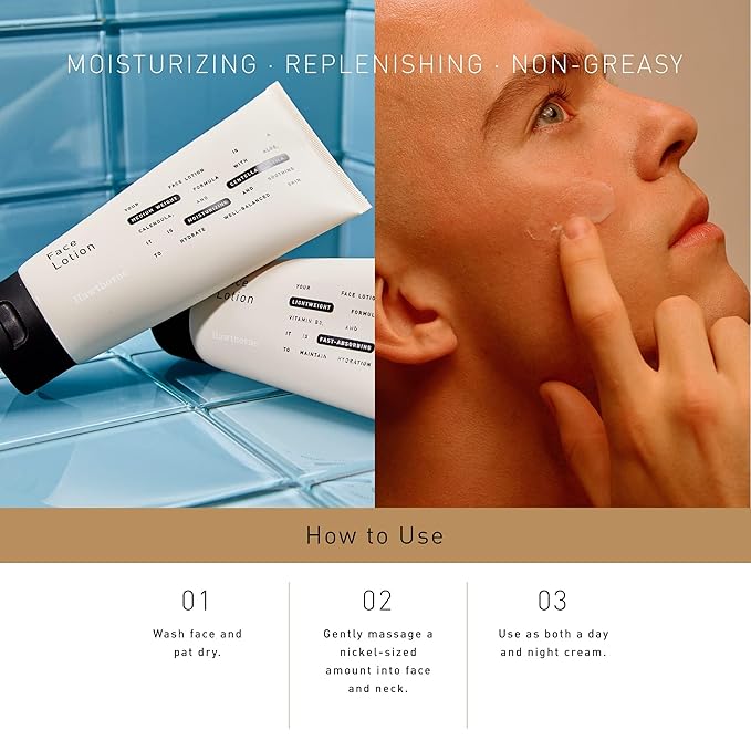 Hawthorne Men’s Medium Weight Face Lotion with Aloe and Tiger Grass | Face Cream Moisturizer for Normal to Dry Skin | 4 FL OZ (Medium, Aloe Vera)