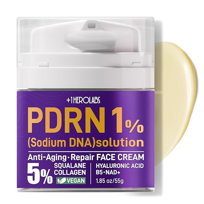 PDRN Anti-Aging Face Moisturizer Cream with 5% Squalane,100% Pure PDRN Salmon DNA,Hyaluronic Acid & B5, Firming, Hydrating, Moisturizing Repair Face & Neck Skincare Cream for All Skin,1.85 Fl Oz