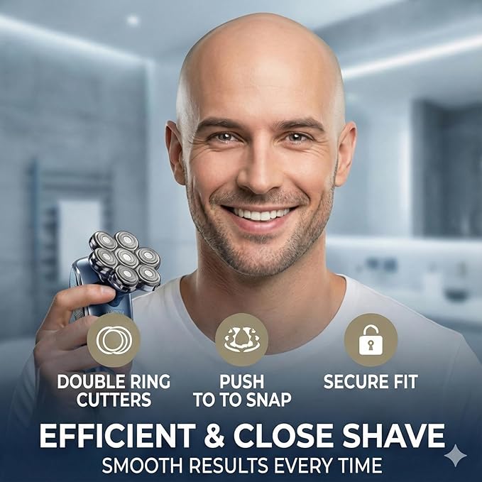 2Pack Fit for SHPAVVER Replacement Heads,7 Blade Floating Head Fit for Cyruzi Replacement Head,Compatible with SHPAVVER/Cyruzi Head Shavers for Bald Men,Magnetic IPX7 Waterproof Shaver Heads.