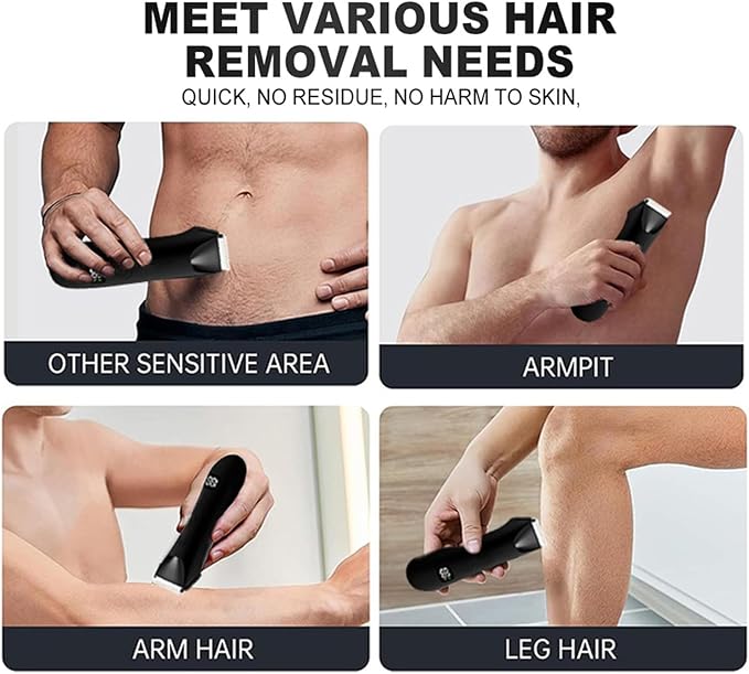 Body Trimmer for Men - Shavers Digital Display Low Noise Groomer, Intimate Pubic Balls Back Armpit Chest Arm Razor, Electric Personal Hygiene Tool | Waterproof Cordless Rechargeable Grooming Kit
