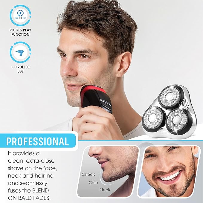 Universal Rotary Shaver Replacement Head Compatible with Remington Shaver Razor Parts for Series R3,R4,R5,R6,R7,R8,SP-3141 and SP-5161 Foils (Silver/1Pack)