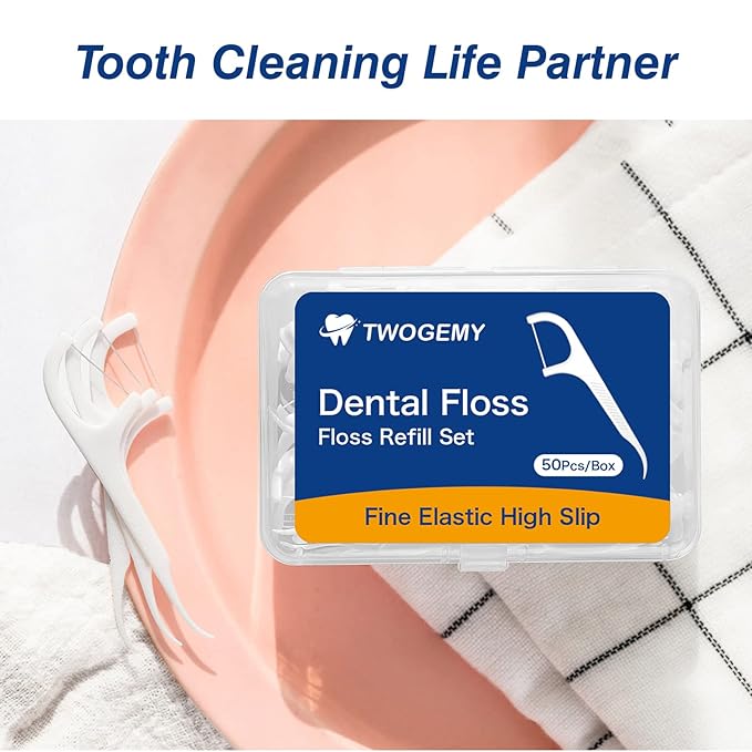 Dental Floss, 2 Pack 10 Count and 50 PCS/Box, Total Package of 70 Picks Adult Floss in Set Meal. The Perfect Portable Flossing Travel Set for Cleaning Teeth and Oral Care. (White 2+1)