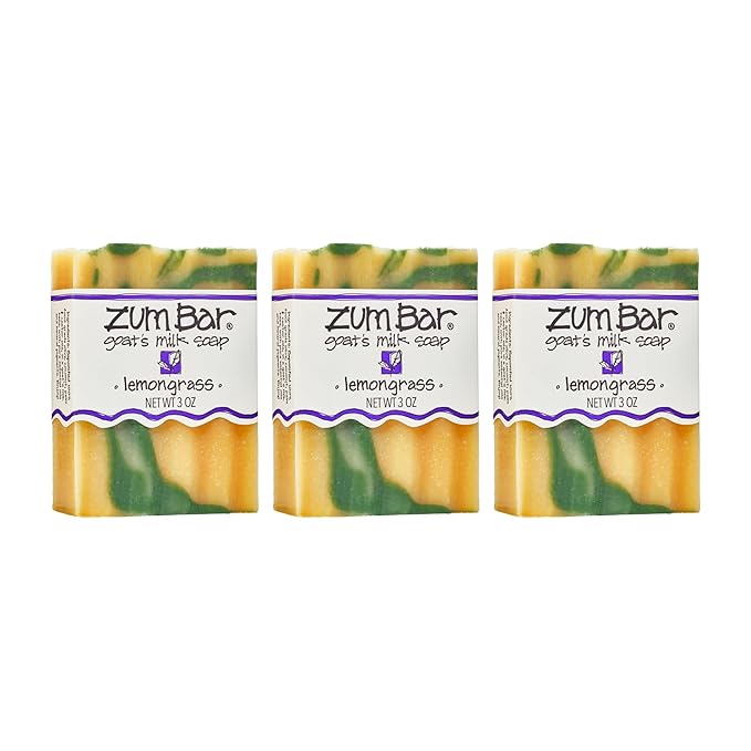 Indigo Wild Zum Goat's Milk Soap Bar - Bar Soap for Hands & Body Made with Essential Oils - 3 oz - Lemongrass (3 Pack)