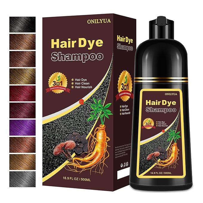 Hair Dye, Hair Dye Shampoo for Women & Men, Color Shampoo Hair Dye 16.9 Fl Oz, Safe and Natural Champu Para Canas (Dark Wine Red)