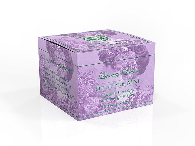 Lady Cavendish Eucalyptus/Mint Shaving Soap with Shea Butter & Coconut Oil. Long Lasting 3.8 oz Puck Refill. Mens Shave Soap. All Natural. Rich Lather, Smooth Comfortable Shave. For Ladies.