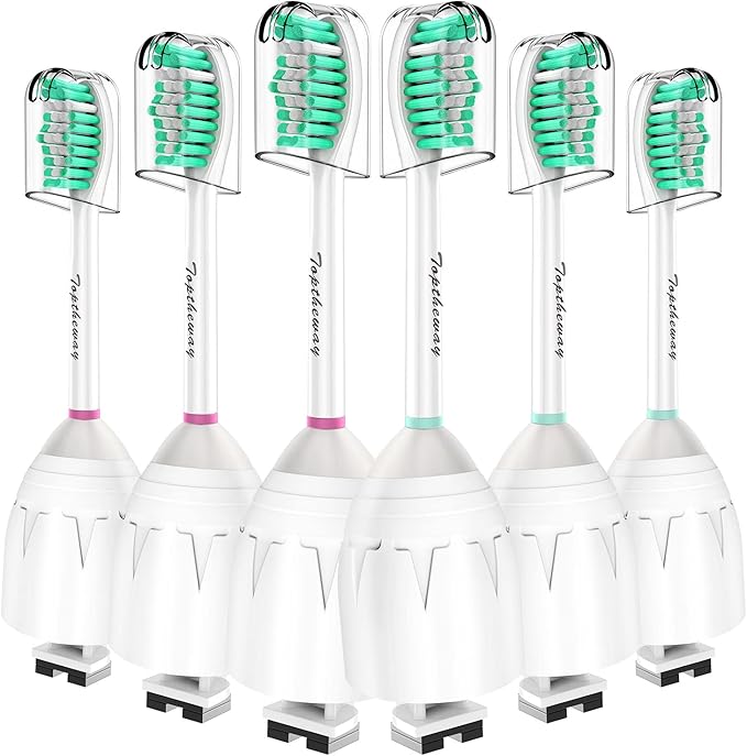Toptheway Replacement Brush Heads Compatible with Sonicare E-Series Essence Xtreme Elite Advance and CleanCare Screw-On Toothbrush Handles 7022/66, 6 Pack
