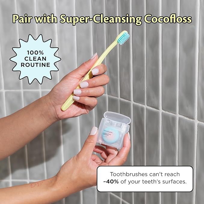 Cocolab Cocobrush Ultra Soft Toothbrush, Compact Head Bristles for Teeth Cleaning, Sensitive Gums Oral Care, Manual Toothbrush for Adults and Kids, Limoncello Yellow
