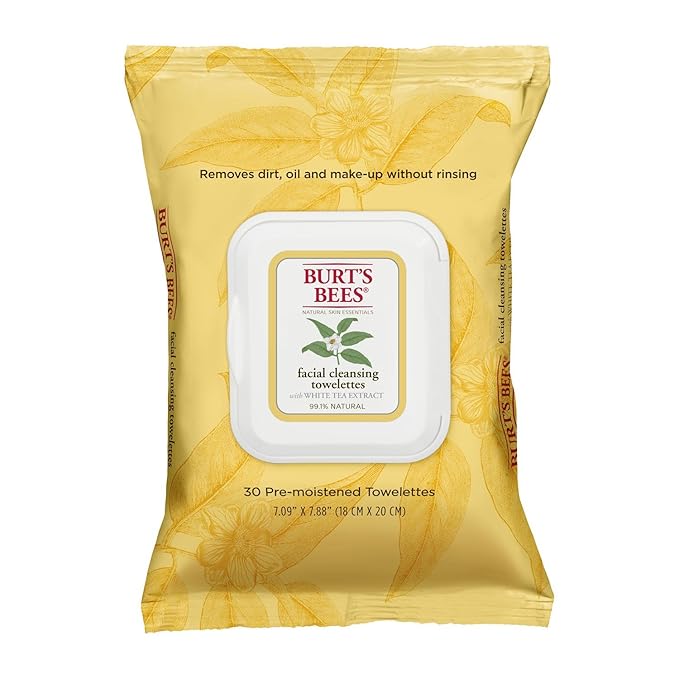 Burt's Bees Facial Cleansing Towelettes for Normal Skin with White Tea Extract, 30 Count