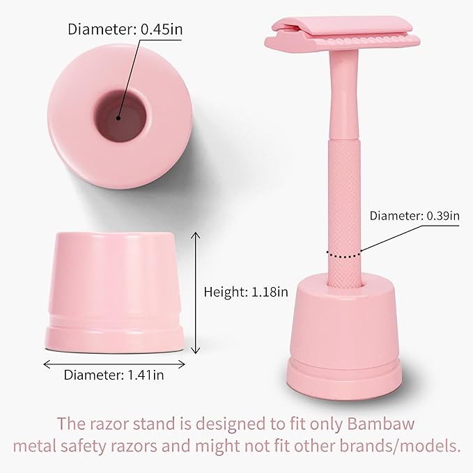 Bambaw Pink Safety Razor Stand | Razor Holder Stand | Shaver Holder Stand does not fit all Safety Razors | Double Edge Razor Stand | Straight Razor Stand | Razor Holders | Single Razor Stand