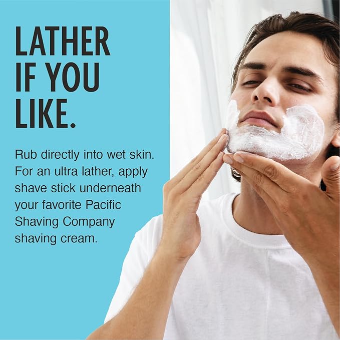 Pacific Shaving Company Ultra Slick Shave Stick - No Mess Body Shaving Stick with Moisturizing Coconut Oil - Travel-Friendly, Good for All Skin Types, Unisex (3 Oz)