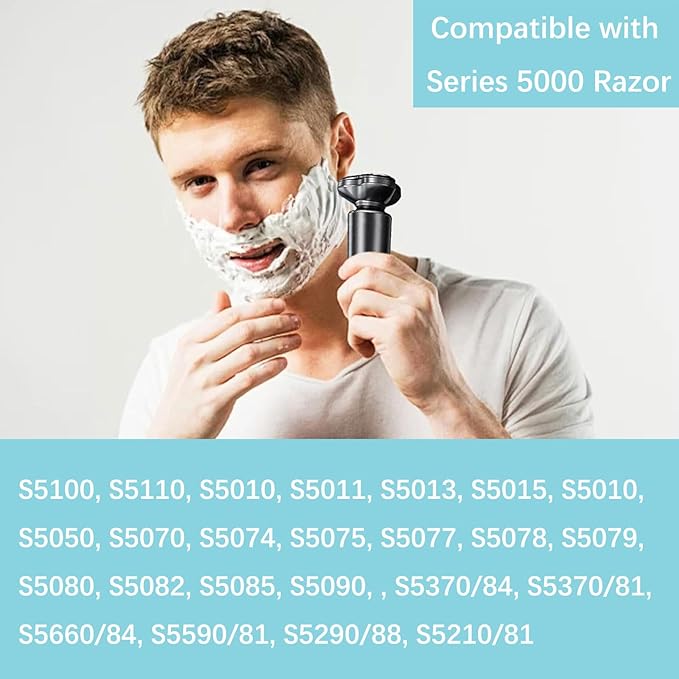 SH50 Replacement Shaving Head Compatible with Philips Series 5000 Razor Head, Only Fits for Round Shell Half Cutter-Head Models S5370/84, S5370/81, S5660/84, S5590/81, S5290/88, S5210/81