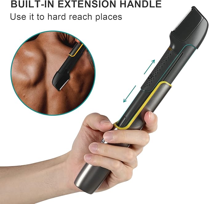 PRITECH Body Hair Trimmer for Men, Body Hair Groomers with Guard Comb, Rechargeable Hair Trimmer for Pubic Area, Back, Face, Legs and Beard