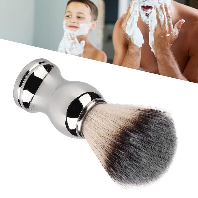 Premium Men's Shaving Brush, Soft fibers Strong Cleaning Force, Silver Plated Handle, Home Salon Use