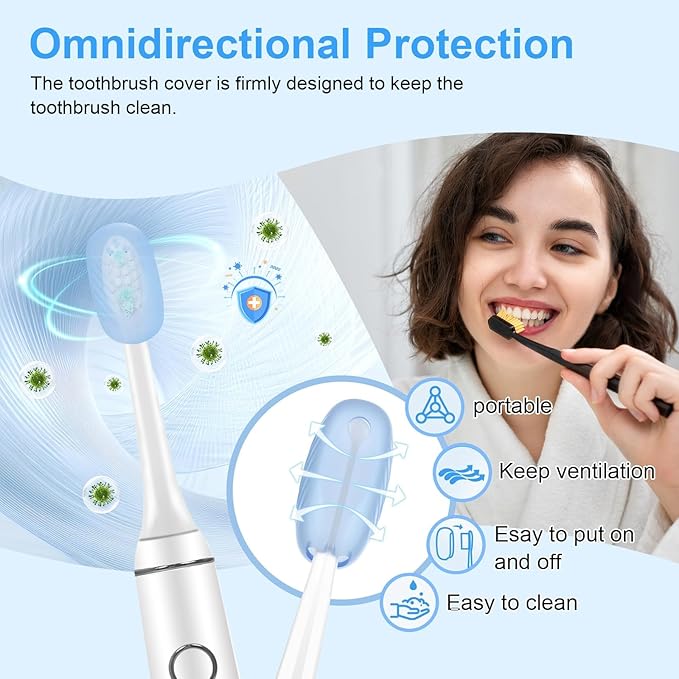 Xixter 6 Pcs Silicone Toothbrush Covers, Ventilated Caps for Manual & Electric Head, Portable Travel Protector & Holder Case, 6 Colors for Family, Kids, Toddlers