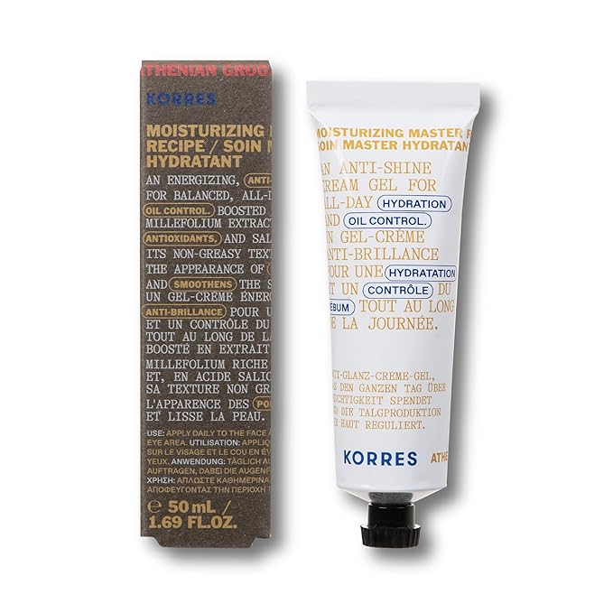 KORRES Athenian Grooming Mattifying Moisturizer for Men with Salicylic & Hyaluronic Acid, Lightweight Pore-Minimizing Face Cream, Silicone-Free, Vegan, 1.69 fl oz