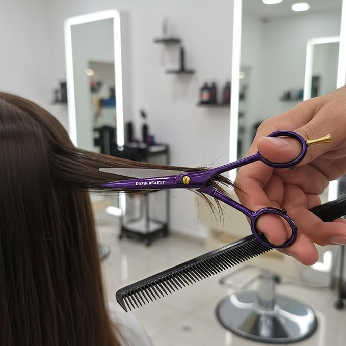 5.5" Professional Hair and Beard Scissor For Men & Women German Shears Use for Facial Hair, Trimming, Grooming, Cutting, and Styling of Beard (Purple)