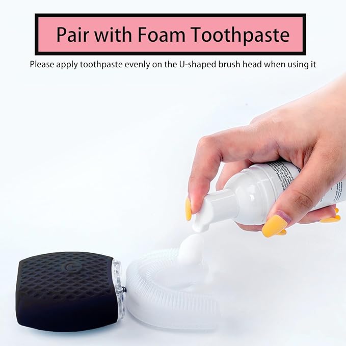 Ultrasonic Toothbrush for Adults - Automatic Electric Toothbrush with Soft Bristles & 30s Timer Rechargeable Portable Design with Wireless Charging Waterproof & Washable for Travel & Home Use (Black)