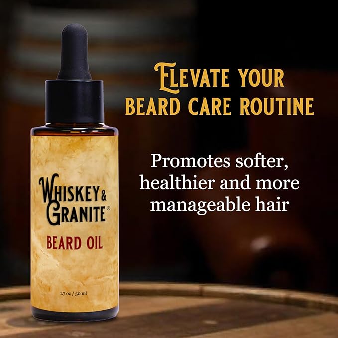Whiskey & Granite Beard Oil – Made in USA - 100% Natural Beard Conditioner, 1.7 oz (Fresh Mint)