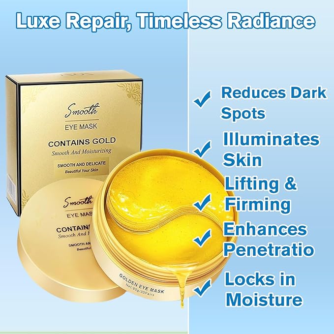 Gold Eye Patches 2-Pack (120 PCS) - Anti-Wrinkle & Firming Under Eye Gel Mask, Instantly Brighten Dark Circles, Luxury Collagen Treatment for Women, Wrinkle Patches for Eye Area