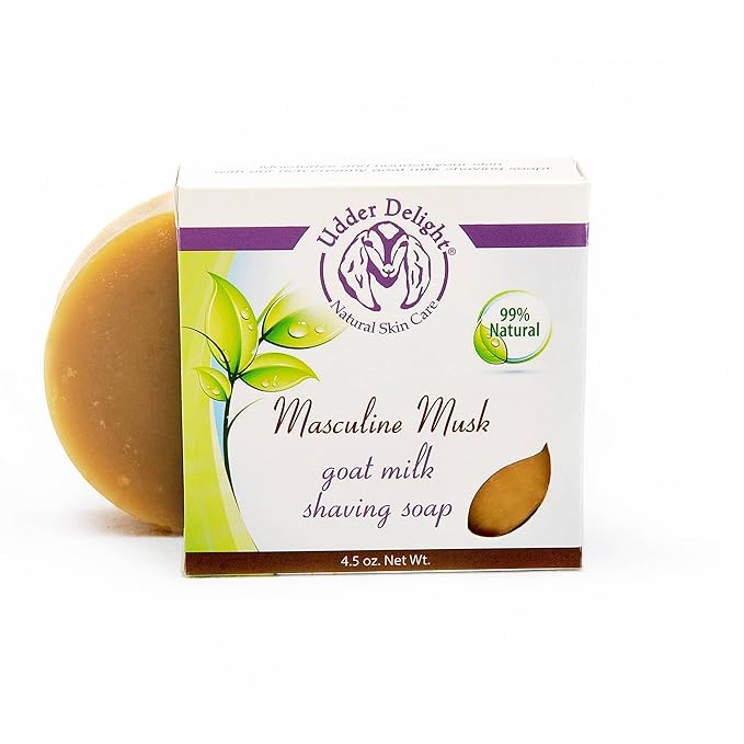 Udder Delight Masculine Musk Shaving Soap - Round - 1 Bar, 4.5 Oz.