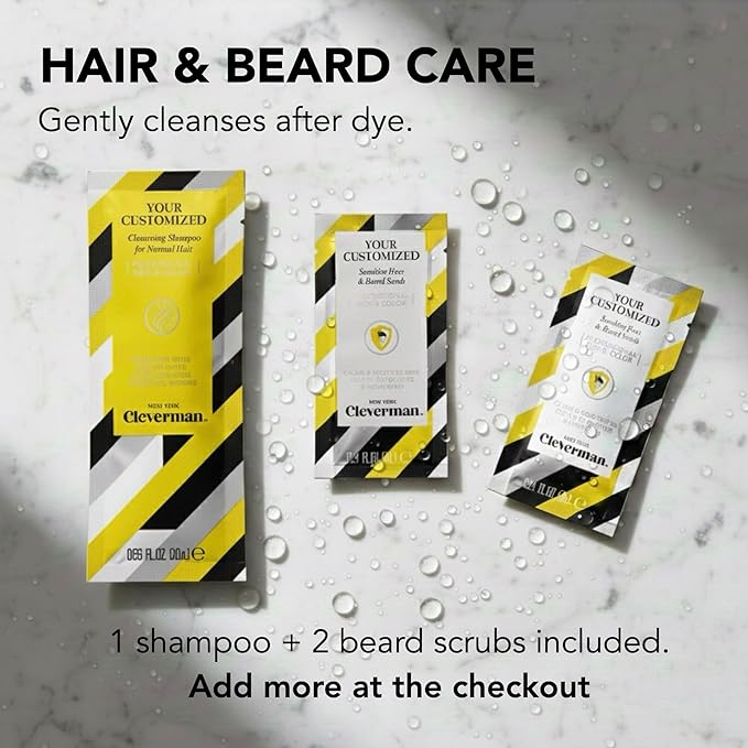 Cleverman Dark Brown Hair & Beard Dye Kit for Men - Natural-Looking Gray Coverage, Professional-Quality, Ammonia-Free for Hair, Beard & Mustache