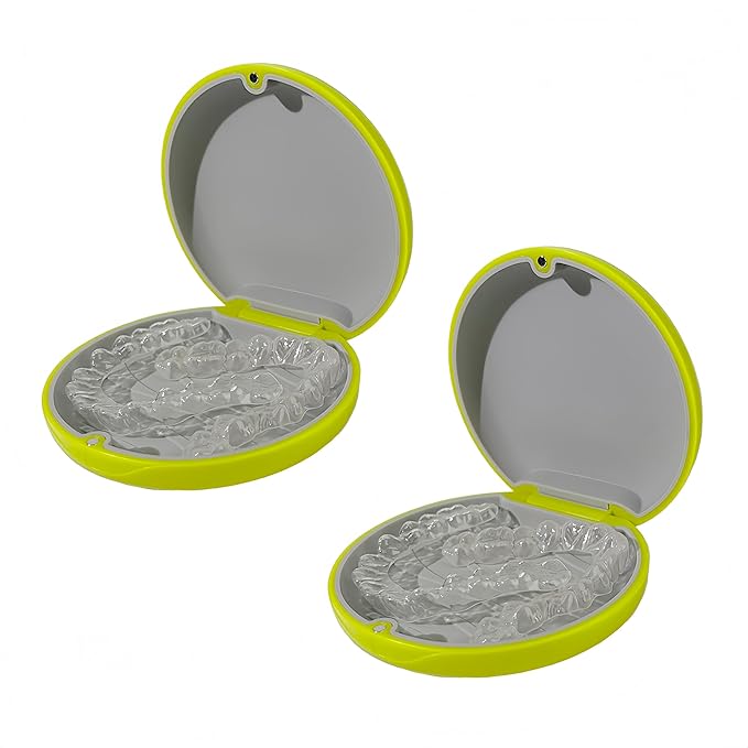 2PCS Retainer Case Compatible with Invisalign,Cute Slim Aligner Case,Customized Magnetic Closure Orthodontic Retainer Cases (2 Pack Green + Light gray Silicone)