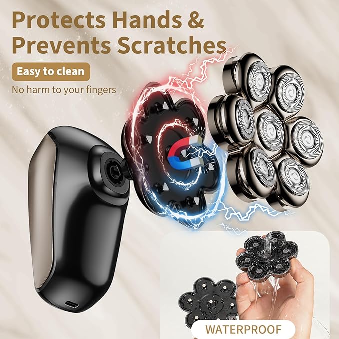 SHPAVVER Head Shavers for Bald Men: 5-in-1 Upgraded Electric Razor - IPX7 Waterproof Shaving Grooming Kit for Balder - Turbo Speed & Precision Blades (Light Black)