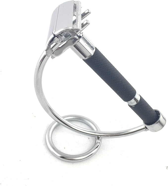 G.B.S Razor Safety Curved Stainless Steel Stand Base and Polished Steel to Protect and Dry Razor, Straight Razor
