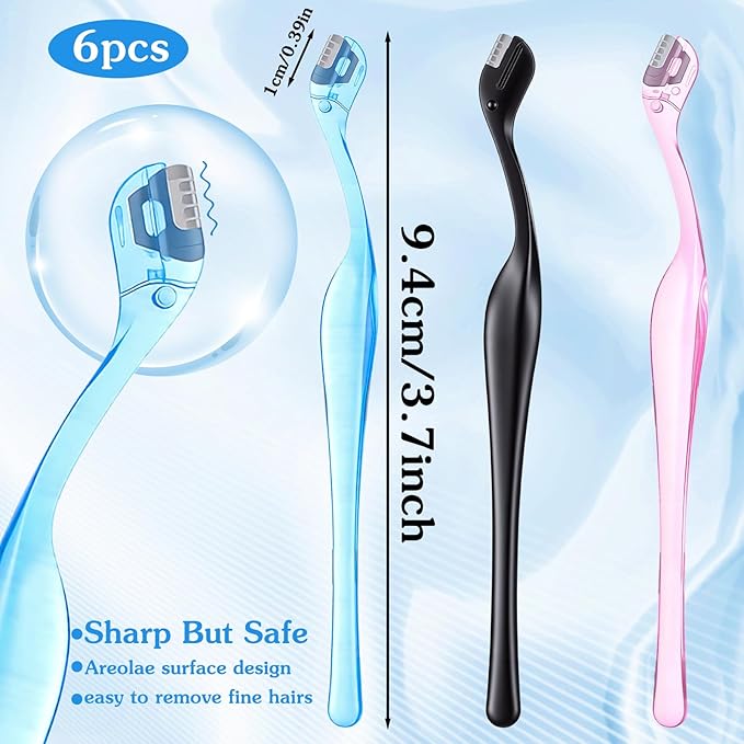 6Pcs Portable Mini Eyebrow Razor Trimmer, Mini Eyebrow Razor, Brow Touch Up Razors Multipurpose Face Trimmers with Precision Cover Small Shaver for Women Makeup Face Care Tools