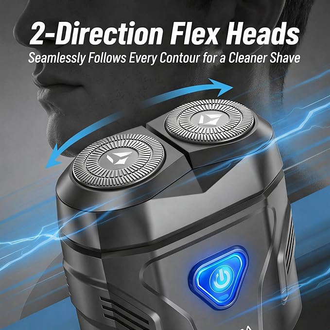 Mini Electric Dual-Head Shaver for Men – Rechargeable Portable Razor for Face, Compact & IPX7 Waterproof for Travel, Gift for Husband Boyfriend