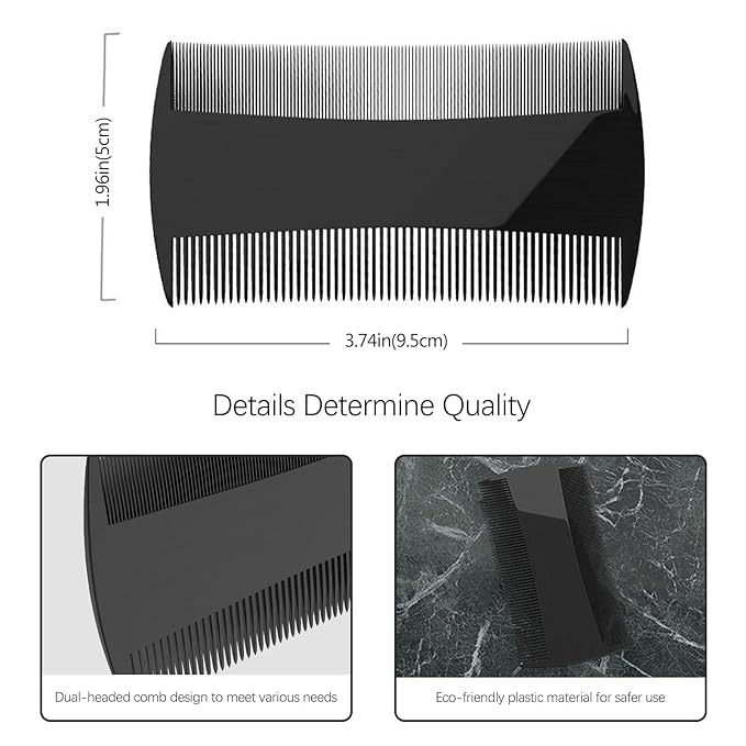 5 Pack Double-Sided Pocket Comb for Hair, Beards & Mustaches | Fine & Coarse Teeth, Everyday Comb For Detangling Knots, Beard Care & Grooming