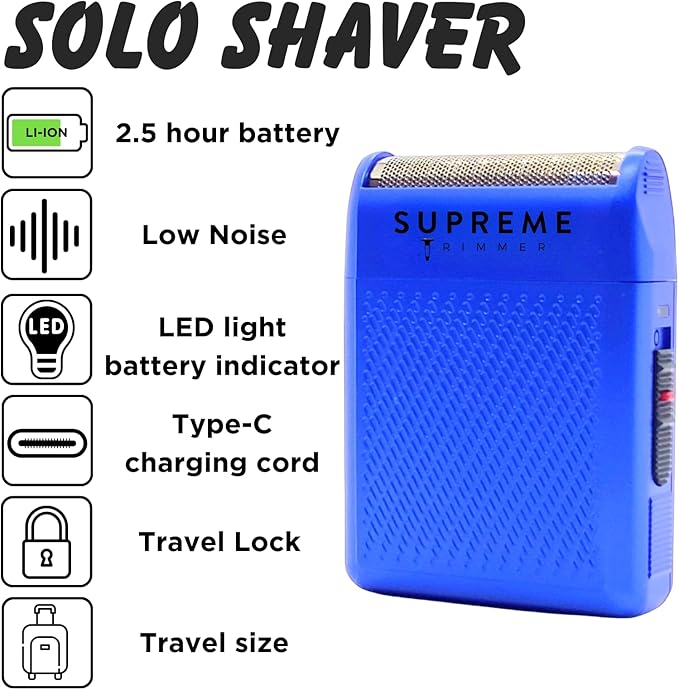 Supreme Trimmer Solo Single Foil Shaver for Pocket | 150 Min Runtime Cordless use, Powerful USB-C Mini Travel Razor for Professional & Home use | STF101